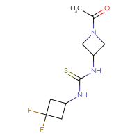 Chemical structure of 3-(1-acetylazetidin-3-yl)-1-(3,3-difluorocyclobutyl)thiourea - CSSB21432516893