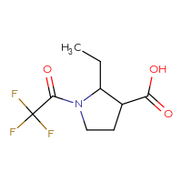 Chemical structure of 2-ethyl-1-(2,2,2-trifluoroacetyl)pyrrolidine-3-carboxylic acid - CSSB00022025794