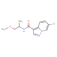 Chemical structure of 6-chloro-N-(1-methoxypropan-2-yl)pyrazolo[1,5-a]pyridine-3-carboxamide - CSSB14292472304