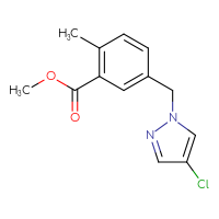Chemical structure of methyl 5-[(4-chloro-1H-pyrazol-1-yl)methyl]-2-methylbenzoate - CSSB21332106968