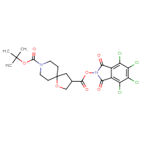 Chemical structure of 8-tert-butyl 3-(4,5,6,7-tetrachloro-1,3-dioxo-2,3-dihydro-1H-isoindol-2-yl) 1-oxa-8-azaspiro[4.5]decane-3,8-dicarboxylate - CSSB20270229953
