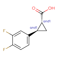 Chemical structure of rac-(1R,2R)-2-(3,4-difluorophenyl)cyclopropane-1-carboxylic acid - CSSB00040496029