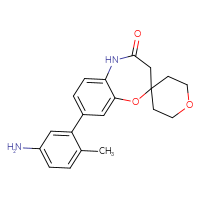 Chemical structure of 8-(5-amino-2-methylphenyl)-4,5-dihydro-3H-spiro[1,5-benzoxazepine-2,4'-oxan]-4-one - CSSB21349744354