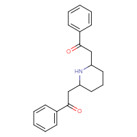 Chemical structure of 2-[6-(2-oxo-2-phenylethyl)piperidin-2-yl]-1-phenylethan-1-one - CSSB00121610018