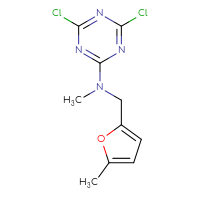 Chemical structure of 4,6-dichloro-N-methyl-N-[(5-methylfuran-2-yl)methyl]-1,3,5-triazin-2-amine - CSSB00005693388