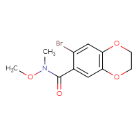 Chemical structure of 7-bromo-N-methoxy-N-methyl-2,3-dihydro-1,4-benzodioxine-6-carboxamide - CSSB07126135350