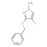 Chemical structure of 3-(benzyloxy)-4-iodo-1-methyl-1H-pyrazole - CSSB02517440436