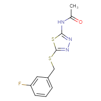 Chemical structure of N-(5-{[(3-fluorophenyl)methyl]sulfanyl}-1,3,4-thiadiazol-2-yl)acetamide - CSSB00046165350