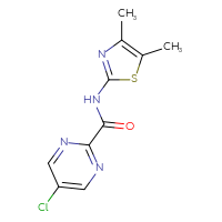 Chemical structure of 5-chloro-N-(4,5-dimethyl-1,3-thiazol-2-yl)pyrimidine-2-carboxamide - CSSB01999029388