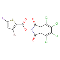 Chemical structure of 4,5,6,7-tetrachloro-1,3-dioxo-2,3-dihydro-1H-isoindol-2-yl 3-bromo-5-iodothiophene-2-carboxylate - CSSB20269878919