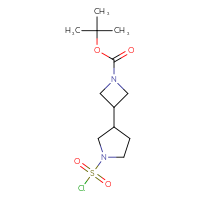 Chemical structure of tert-butyl 3-[1-(chlorosulfonyl)pyrrolidin-3-yl]azetidine-1-carboxylate - CSSB00154451413