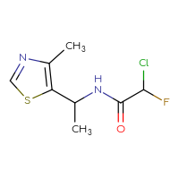 Chemical structure of 2-chloro-2-fluoro-N-[1-(4-methyl-1,3-thiazol-5-yl)ethyl]acetamide - CSSB09890628439