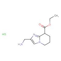 Chemical structure of ethyl 2-(aminomethyl)-5H,6H,7H,8H-imidazo[1,2-a]pyridine-8-carboxylate hydrochloride - CSSB20963523043