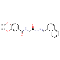 Chemical structure of 3,4-dimethoxy-N-({N'-[(E)-(naphthalen-1-yl)methylidene]hydrazinecarbonyl}methyl)benzamide - CSSB20538603655