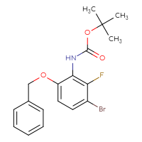 Chemical structure of tert-butyl N-[6-(benzyloxy)-3-bromo-2-fluorophenyl]carbamate - CSSB21471550337
