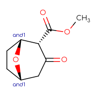 Chemical structure of methyl (1RS,2S,5SR)-3-oxo-8-oxabicyclo[3.2.1]octane-2-carboxylate - CSSB20620684711