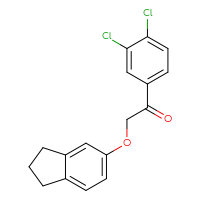 Chemical structure of 1-(3,4-dichlorophenyl)-2-(2,3-dihydro-1H-inden-5-yloxy)ethan-1-one - CSSB00000755096