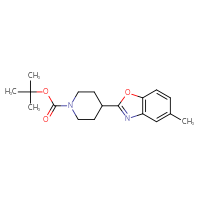 Chemical structure of tert-butyl 4-(5-methyl-1,3-benzoxazol-2-yl)piperidine-1-carboxylate - CSSB20994192501