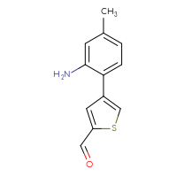 Chemical structure of 4-(2-amino-4-methylphenyl)thiophene-2-carbaldehyde - CSSB06590143205