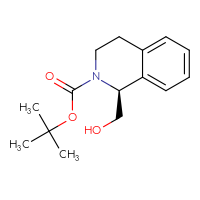 Chemical structure of tert-butyl (1S)-1-(hydroxymethyl)-1,2,3,4-tetrahydroisoquinoline-2-carboxylate - CSSB00135497845