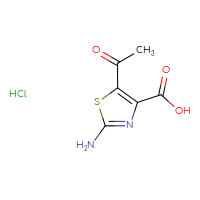 Chemical structure of 5-acetyl-2-amino-1,3-thiazole-4-carboxylic acid hydrochloride - CSSB21043402733