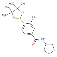 Chemical structure of N-cyclopentyl-3-methyl-4-(4,4,5,5-tetramethyl-1,3,2-dioxaborolan-2-yl)benzamide - CSSB00021044321