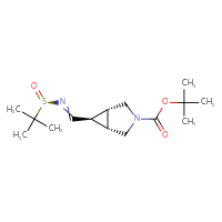 Chemical structure of tert-butyl (1R,5S,6R)-6-({[(R)-2-methylpropane-2-sulfinyl]imino}methyl)-3-azabicyclo[3.1.0]hexane-3-carboxylate - CSSB21332857666