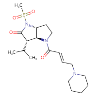 Chemical structure of (3S,3aS,6aR)-1-methanesulfonyl-4-[(2E)-4-(piperidin-1-yl)but-2-enoyl]-3-(propan-2-yl)-octahydropyrrolo[3,2-b]pyrrol-2-one - CSSB00103151711