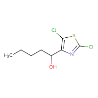 Chemical structure of 1-(2,5-dichloro-1,3-thiazol-4-yl)pentan-1-ol - CSSB21246458743