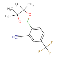 Chemical structure of 2-(4,4,5,5-tetramethyl-1,3,2-dioxaborolan-2-yl)-5-(trifluoromethyl)benzonitrile - CSSB00010212322
