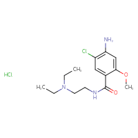 Chemical structure of 4-amino-5-chloro-N-[2-(diethylamino)ethyl]-2-methoxybenzamide hydrochloride - CSSB00020615130