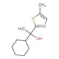 Chemical structure of 1-cyclohexyl-1-(5-methyl-1,3-thiazol-2-yl)ethan-1-ol - CSSB00118804765
