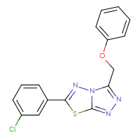 Chemical structure of 6-(3-chlorophenyl)-3-(phenoxymethyl)-[1,2,4]triazolo[3,4-b][1,3,4]thiadiazole - CSSB00121606710