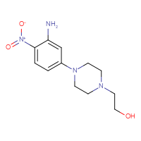 Chemical structure of 2-[4-(3-amino-4-nitrophenyl)piperazin-1-yl]ethan-1-ol - CSSB00020621441
