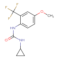 Chemical structure of 3-cyclopropyl-1-[4-methoxy-2-(trifluoromethyl)phenyl]urea - CSSB02015699383