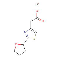 Chemical structure of lithium(1+) 2-[2-(oxolan-2-yl)-1,3-thiazol-4-yl]acetate - CSSB21381578183