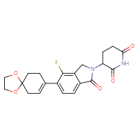 Chemical structure of 3-(5-{1,4-dioxaspiro[4.5]dec-7-en-8-yl}-4-fluoro-1-oxo-2,3-dihydro-1H-isoindol-2-yl)piperidine-2,6-dione - CSSB21531615165