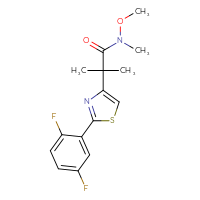 Chemical structure of 2-[2-(2,5-difluorophenyl)-1,3-thiazol-4-yl]-N-methoxy-N,2-dimethylpropanamide - CSSB02113594127
