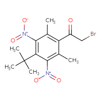 Chemical structure of 2-bromo-1-(4-tert-butyl-2,6-dimethyl-3,5-dinitrophenyl)ethan-1-one - CSSB00011164898