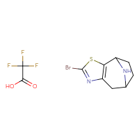 Chemical structure of 4-bromo-3-thia-5,11-diazatricyclo[6.2.1.0²,⁶]undeca-2(6),4-diene; trifluoroacetic acid - CSSB14849113703