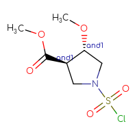 Chemical structure of rac-methyl (3R,4S)-1-(chlorosulfonyl)-4-methoxypyrrolidine-3-carboxylate - CSSB15011445843