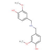 Chemical structure of 4-({[(4-hydroxy-3-methoxyphenyl)methyl]amino}methyl)-2-methoxyphenol - CSSB06359898154