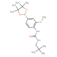 Chemical structure of 3-(2,2-dimethylpropyl)-1-[2-(methylsulfanyl)-4-(4,4,5,5-tetramethyl-1,3,2-dioxaborolan-2-yl)phenyl]urea - CSSB21245997868