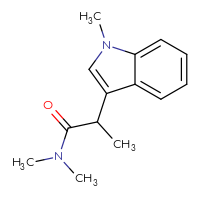 Chemical structure of N,N-dimethyl-2-(1-methyl-1H-indol-3-yl)propanamide - CSSB01995222155