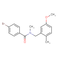 Chemical structure of 4-bromo-N-[(5-methoxy-2-methylphenyl)methyl]-N-methylbenzamide - CSSB15364299849