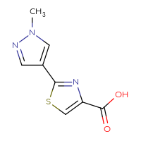 Chemical structure of 2-(1-methyl-1H-pyrazol-4-yl)-1,3-thiazole-4-carboxylic acid - CSSB00000741580