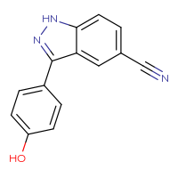 Chemical structure of 3-(4-hydroxyphenyl)-1H-indazole-5-carbonitrile - CSSB00160504601