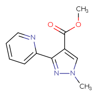 Chemical structure of methyl 1-methyl-3-(pyridin-2-yl)-1H-pyrazole-4-carboxylate - CSSB00030031976