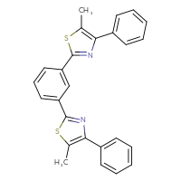 Chemical structure of 5-methyl-2-[3-(5-methyl-4-phenyl-1,3-thiazol-2-yl)phenyl]-4-phenyl-1,3-thiazole - CSSB00161152657
