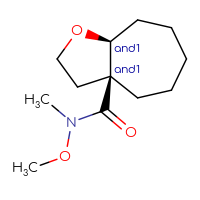 Chemical structure of rac-(3aR,8aR)-N-methoxy-N-methyl-octahydro-2H-cyclohepta[b]furan-3a-carboxamide - CSSB21291563388
